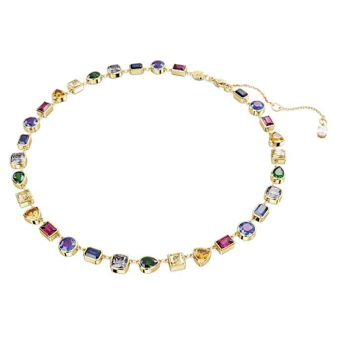 Colar Imber com cortes mistos, multicolorido, banhado a dourado Colar Imber com cortes mistos, multicolorido, banhado a dourado