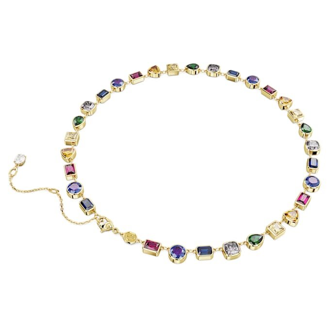 Colar Imber com cortes mistos, multicolorido, banhado a dourado Colar Imber com cortes mistos, multicolorido, banhado a dourado