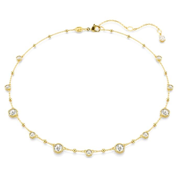 Colar Imber, corte redondo, design disperso, branco, banhado a dourado Colar Imber, corte redondo, design disperso, branco, banhado a dourado