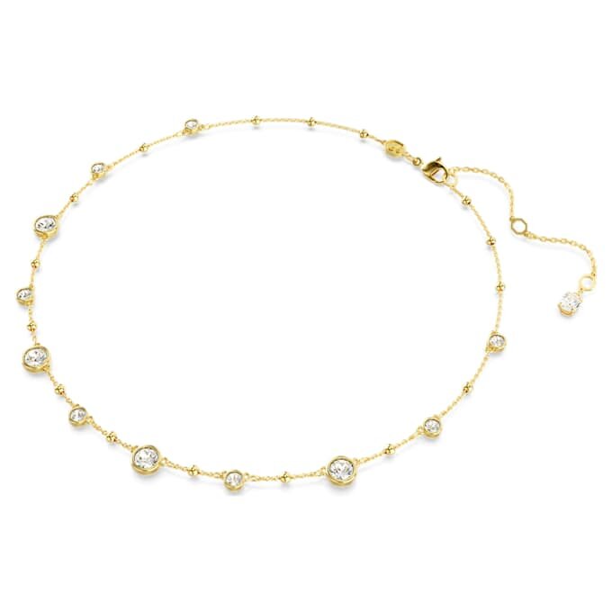 Colar Imber, corte redondo, design disperso, branco, banhado a dourado Colar Imber, corte redondo, design disperso, branco, banhado a dourado