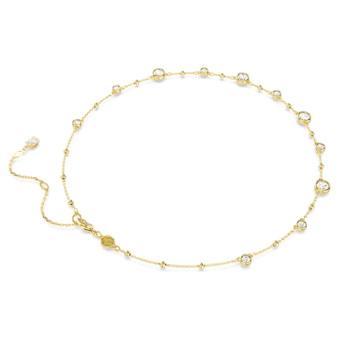 Colar Imber, corte redondo, design disperso, branco, banhado a dourado Colar Imber, corte redondo, design disperso, branco, banhado a dourado