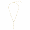 Colar Imber Y com corte redondo, branco, banhado a dourado Colar Imber Y com corte redondo, branco, banhado a dourado