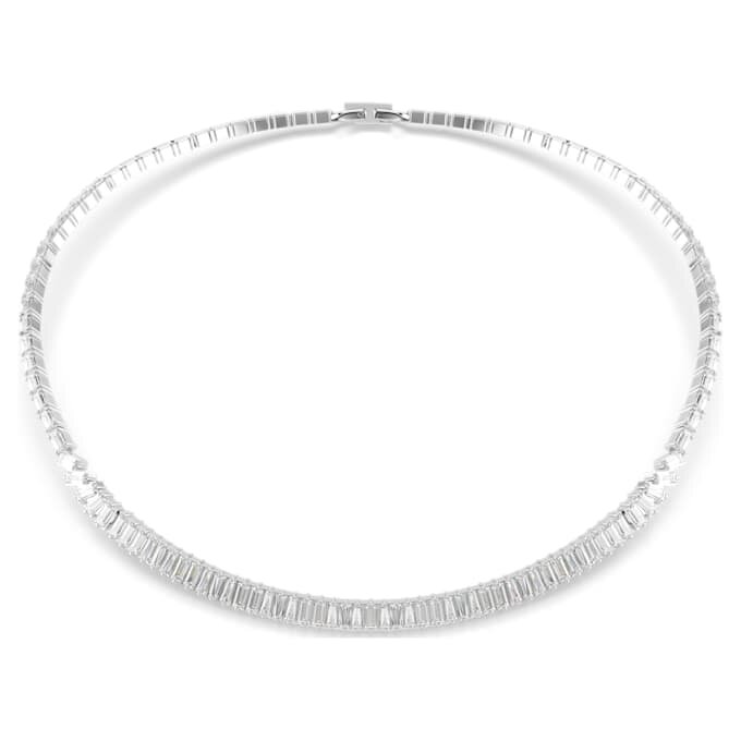 Colar Matrix com corte baguete, branco, banhado a ródio Colar Matrix com corte baguete, branco, banhado a ródio