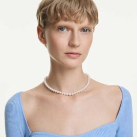 Colar Matrix com Pérolas de Cristal, Branco, Banhado a Ródio Colar Matrix com Pérolas de Cristal, Branco, Banhado a Ródio