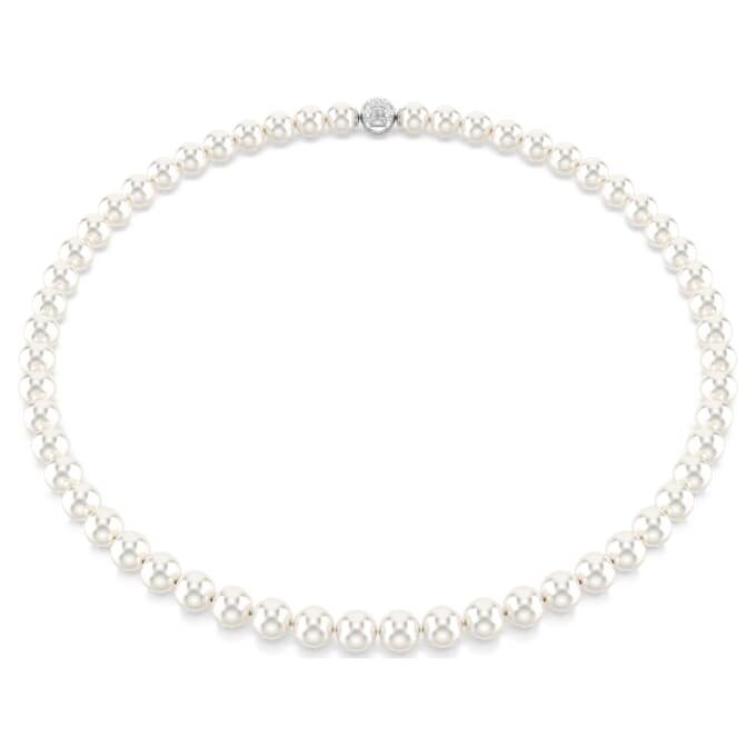 Colar Matrix com Pérolas de Cristal, Branco, Banhado a Ródio Colar Matrix com Pérolas de Cristal, Branco, Banhado a Ródio