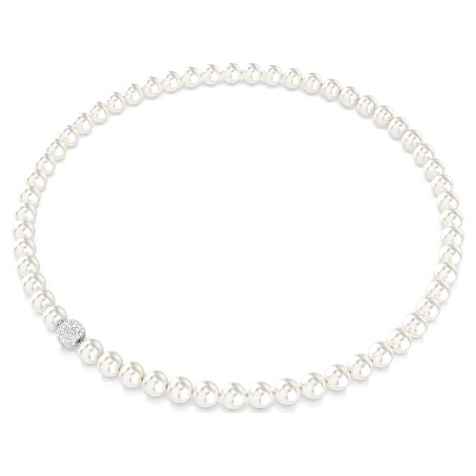 Colar Matrix com Pérolas de Cristal, Branco, Banhado a Ródio Colar Matrix com Pérolas de Cristal, Branco, Banhado a Ródio