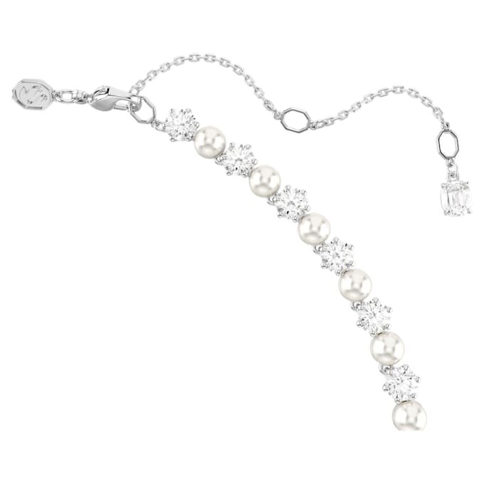 Colar Matrix Tennis com pérolas de cristal, corte redondo, branco, banhado a ródio Colar Matrix Tennis com pérolas de cristal, corte redondo, branco, banhado a ródio