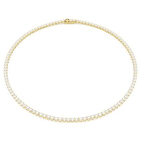 Colar Matrix Tennis, corte redondo, branco, banhado a dourado Colar Matrix Tennis, corte redondo, branco, banhado a dourado