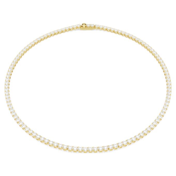 Colar Matrix Tennis, corte redondo, branco, banhado a dourado Colar Matrix Tennis, corte redondo, branco, banhado a dourado