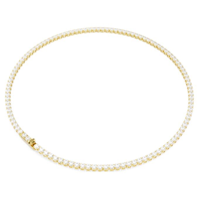 Colar Matrix Tennis, corte redondo, branco, banhado a dourado Colar Matrix Tennis, corte redondo, branco, banhado a dourado