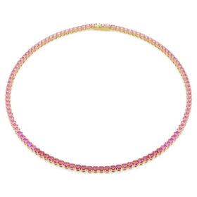 Colar Matrix Tennis, corte redondo, rosa, banhado a ouro Colar Matrix Tennis, corte redondo, rosa, banhado a ouro