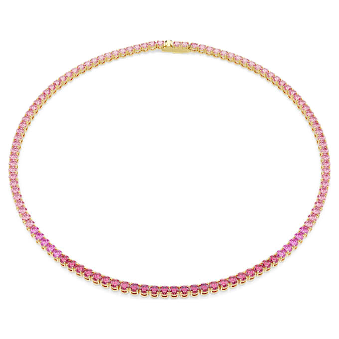 Colar Matrix Tennis, corte redondo, rosa, banhado a ouro Colar Matrix Tennis, corte redondo, rosa, banhado a ouro
