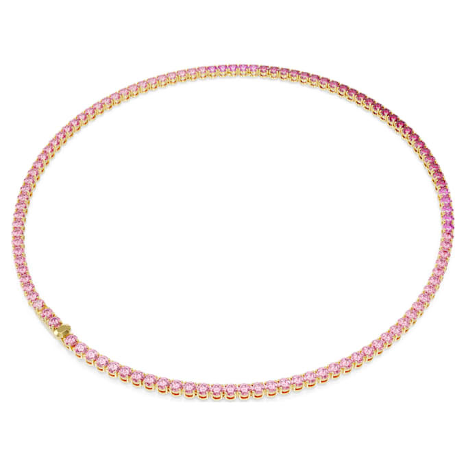 Colar Matrix Tennis, corte redondo, rosa, banhado a ouro Colar Matrix Tennis, corte redondo, rosa, banhado a ouro