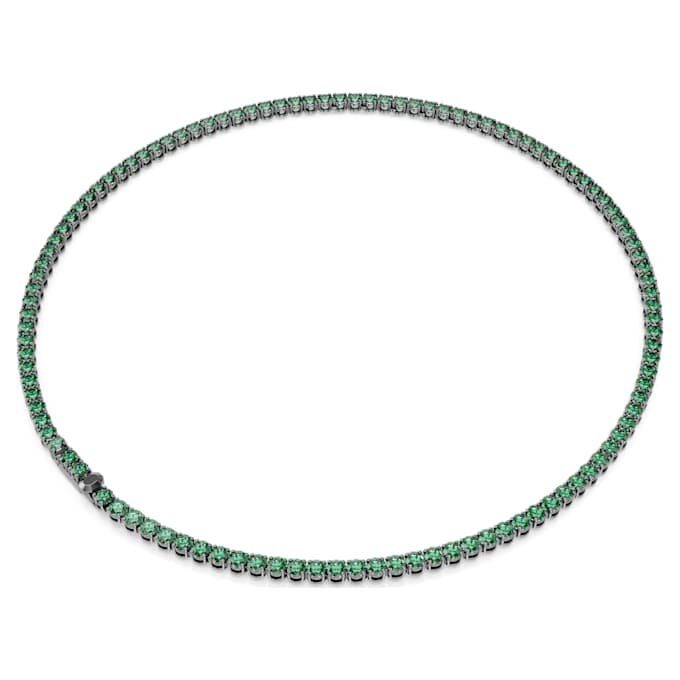 Colar Matrix Tennis, corte redondo, verde, banhado a ruténio Colar Matrix Tennis, corte redondo, verde, banhado a ruténio