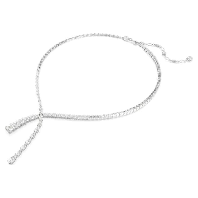Colar Matrix Y com cortes mistos, branco, banhado a ródio Colar Matrix Y com cortes mistos, branco, banhado a ródio