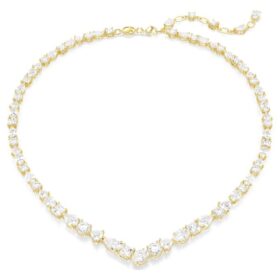 Colar Mesmera com cortes mistos, branco, banhado a dourado
