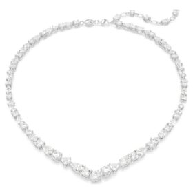 Colar Mesmera com cortes mistos, branco, banhado a ródio