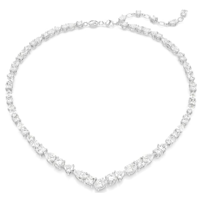 Colar Mesmera com cortes mistos, branco, banhado a ródio Colar Mesmera com cortes mistos, branco, banhado a ródio