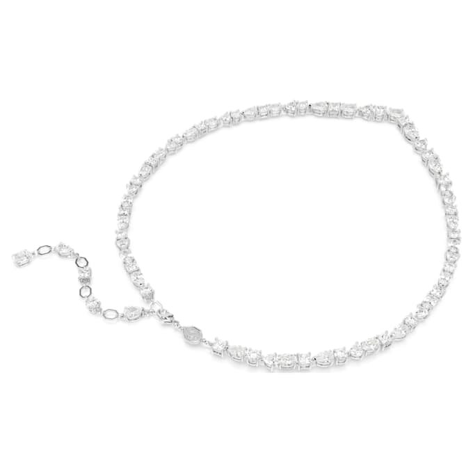 Colar Mesmera com cortes mistos, branco, banhado a ródio Colar Mesmera com cortes mistos, branco, banhado a ródio
