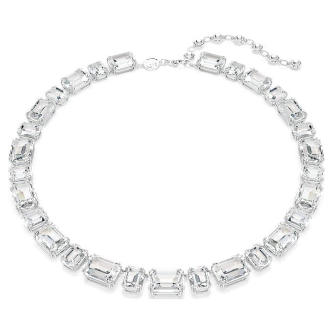 Colar Millenia com corte octogonal, branco, banhado a ródio Colar Millenia com corte octogonal, branco, banhado a ródio