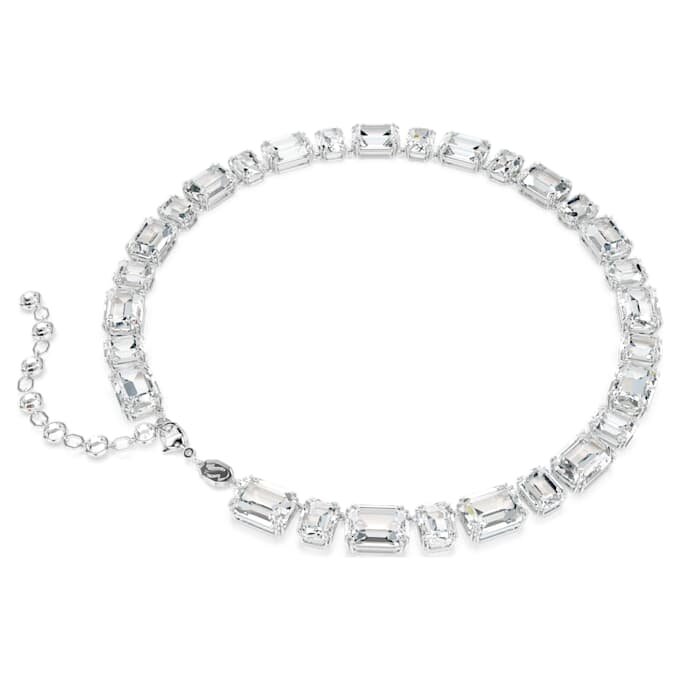 Colar Millenia com corte octogonal, branco, banhado a ródio Colar Millenia com corte octogonal, branco, banhado a ródio