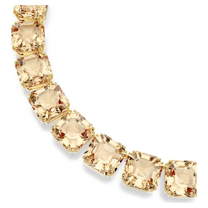 Colar Millenia com corte octogonal, cor caramelo, banhado a dourado Colar Millenia com corte octogonal, cor caramelo, banhado a dourado