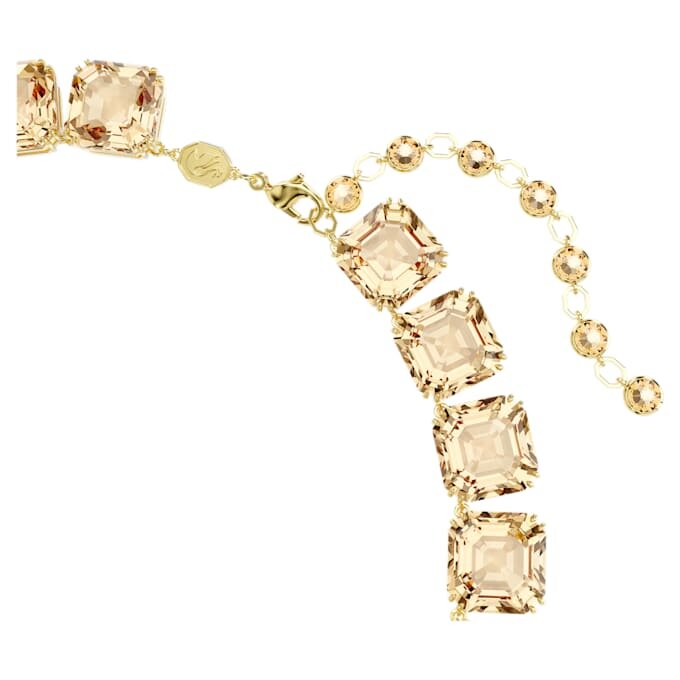 Colar Millenia com corte octogonal, cor caramelo, banhado a dourado Colar Millenia com corte octogonal, cor caramelo, banhado a dourado