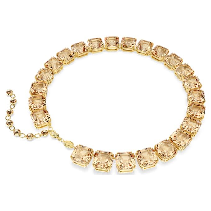 Colar Millenia com corte octogonal, cor caramelo, banhado a dourado Colar Millenia com corte octogonal, cor caramelo, banhado a dourado
