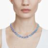 Colar Millenia com corte octogonal, gradiente de cor, azul, banhado a ródio Colar Millenia com corte octogonal, gradiente de cor, azul, banhado a ródio