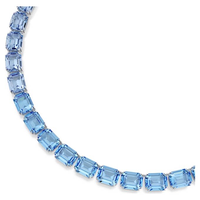 Colar Millenia com corte octogonal, gradiente de cor, azul, banhado a ródio Colar Millenia com corte octogonal, gradiente de cor, azul, banhado a ródio