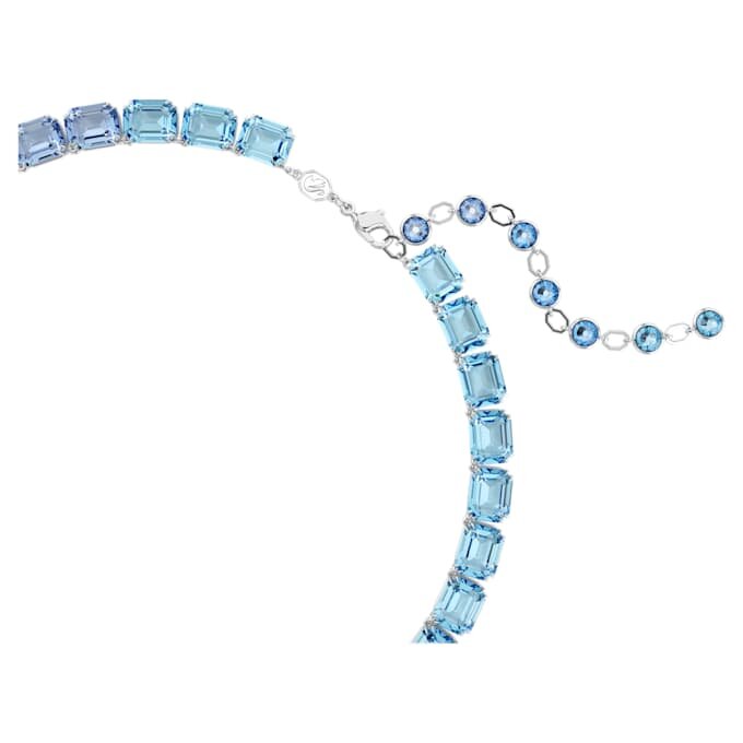 Colar Millenia com corte octogonal, gradiente de cor, azul, banhado a ródio Colar Millenia com corte octogonal, gradiente de cor, azul, banhado a ródio
