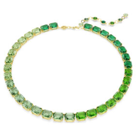 Colar Millenia com corte octogonal, gradiente de cor, verde, banhado a dourado
