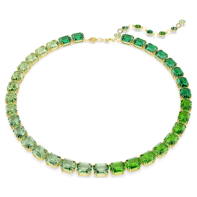 Colar Millenia com corte octogonal, gradiente de cor, verde, banhado a dourado Colar Millenia com corte octogonal, gradiente de cor, verde, banhado a dourado