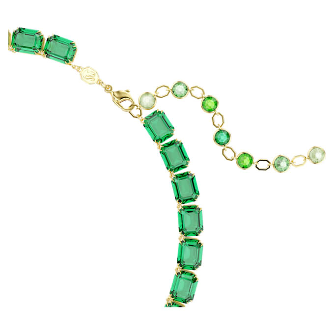 Colar Millenia com corte octogonal, gradiente de cor, verde, banhado a dourado Colar Millenia com corte octogonal, gradiente de cor, verde, banhado a dourado