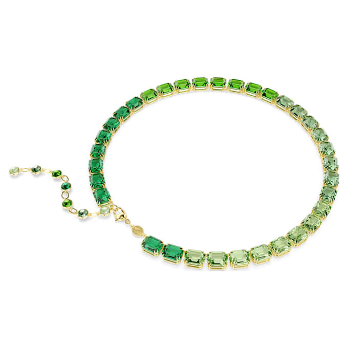 Colar Millenia com corte octogonal, gradiente de cor, verde, banhado a dourado Colar Millenia com corte octogonal, gradiente de cor, verde, banhado a dourado
