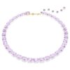 Colar Millenia com corte octogonal, roxo, banhado a dourado Colar Millenia com corte octogonal, roxo, banhado a dourado
