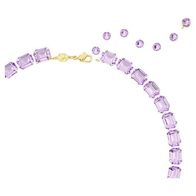 Colar Millenia com corte octogonal, roxo, banhado a dourado Colar Millenia com corte octogonal, roxo, banhado a dourado
