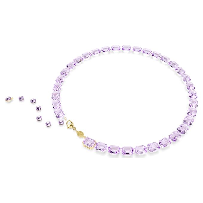 Colar Millenia com corte octogonal, roxo, banhado a dourado Colar Millenia com corte octogonal, roxo, banhado a dourado