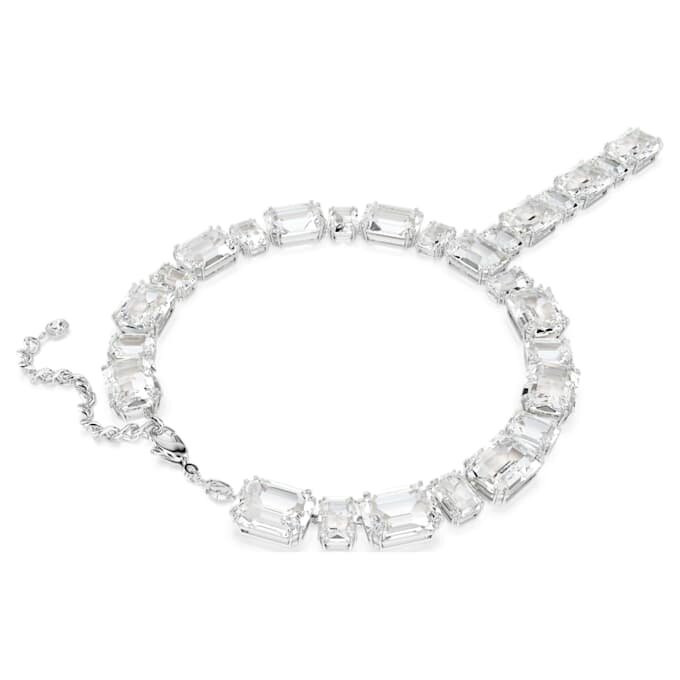 Colar Millenia com cortes mistos, branco, banhado a ródio Colar Millenia com cortes mistos, branco, banhado a ródio