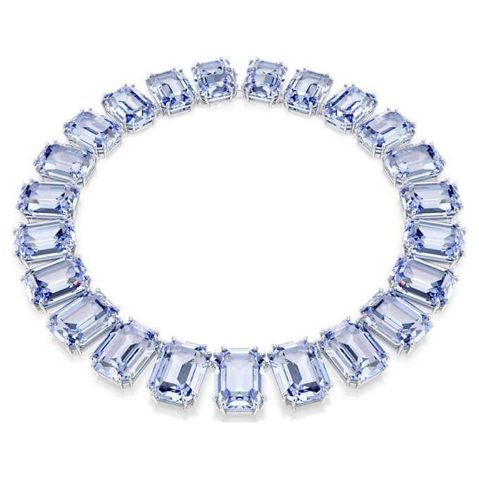 Colar Millenia com cristais de grandes dimensões, corte octogonal, azul, banhado a ródio Colar Millenia com cristais de grandes dimensões, corte octogonal, azul, banhado a ródio