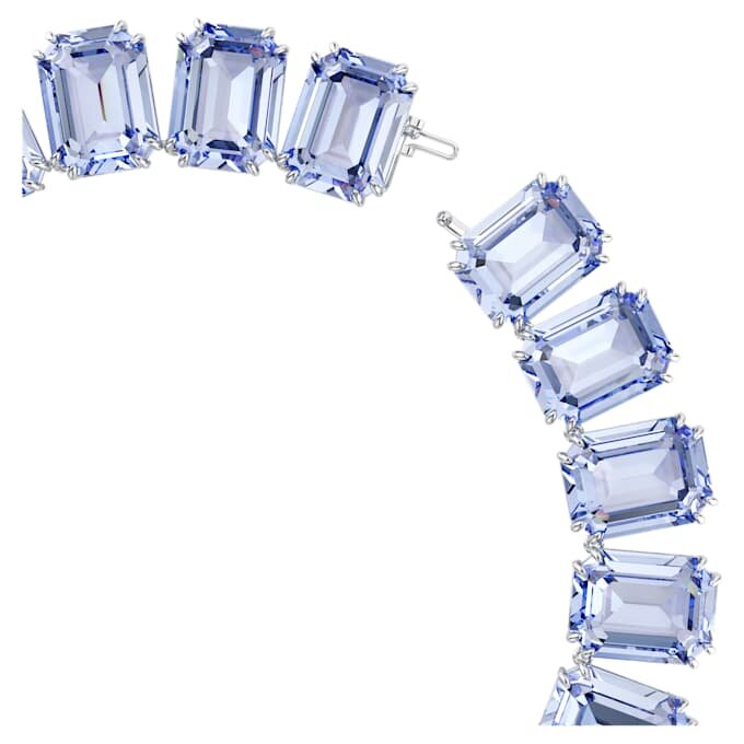 Colar Millenia com cristais de grandes dimensões, corte octogonal, azul, banhado a ródio Colar Millenia com cristais de grandes dimensões, corte octogonal, azul, banhado a ródio