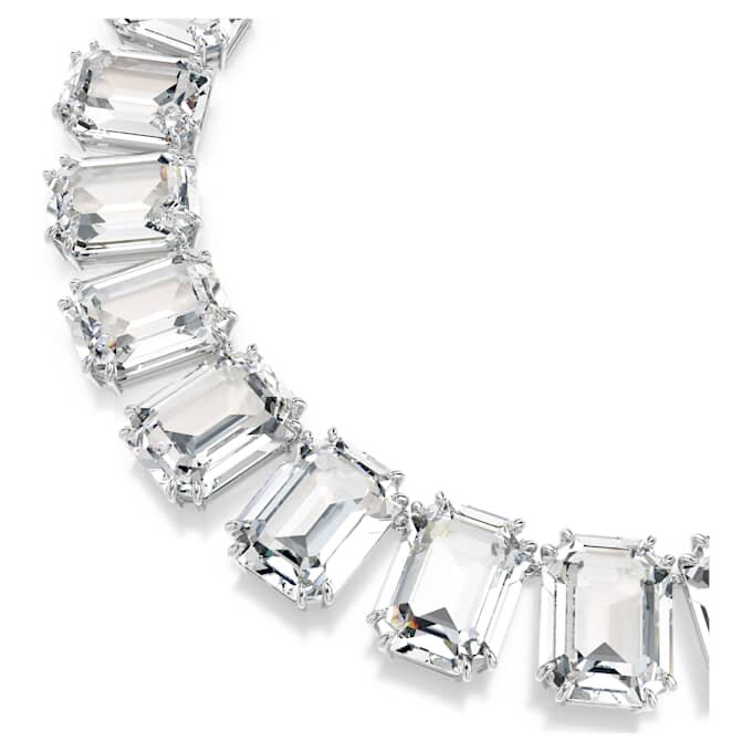 Colar Millenia com cristais de grandes dimensões, corte octogonal, branco, banhado a ródio Colar Millenia com cristais de grandes dimensões, corte octogonal, branco, banhado a ródio