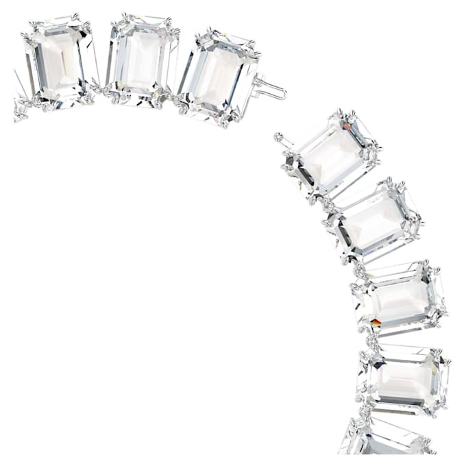 Colar Millenia com cristais de grandes dimensões, corte octogonal, branco, banhado a ródio Colar Millenia com cristais de grandes dimensões, corte octogonal, branco, banhado a ródio