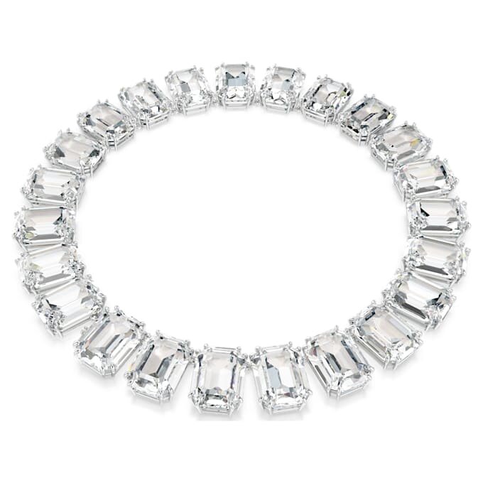 Colar Millenia com cristais de grandes dimensões, corte octogonal, branco, banhado a ródio Colar Millenia com cristais de grandes dimensões, corte octogonal, branco, banhado a ródio