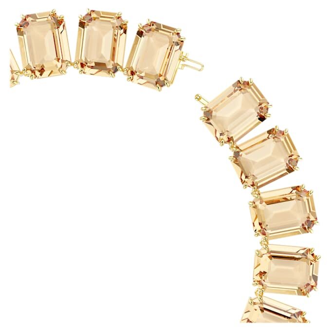 Colar Millenia com cristais de grandes dimensões, corte octogonal, cor caramelo, banhado a dourado Colar Millenia com cristais de grandes dimensões, corte octogonal, cor caramelo, banhado a dourado
