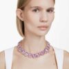 Colar Millenia com cristais de grandes dimensões, corte octogonal, roxo, banhado a ouro Colar Millenia com cristais de grandes dimensões, corte octogonal, roxo, banhado a ouro