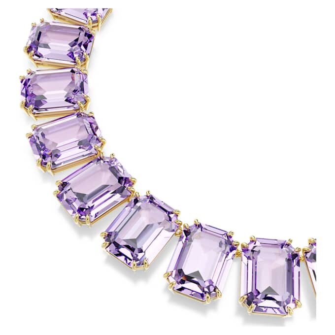 Colar Millenia com cristais de grandes dimensões, corte octogonal, roxo, banhado a ouro Colar Millenia com cristais de grandes dimensões, corte octogonal, roxo, banhado a ouro