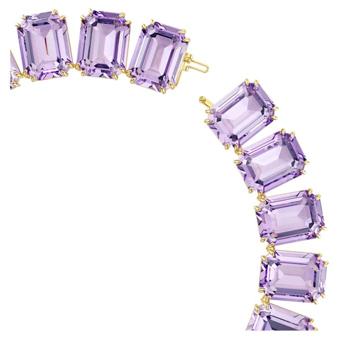 Colar Millenia com cristais de grandes dimensões, corte octogonal, roxo, banhado a ouro Colar Millenia com cristais de grandes dimensões, corte octogonal, roxo, banhado a ouro