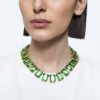 Colar Millenia com cristais de grandes dimensões, corte octogonal, verde, banhado a ouro Colar Millenia com cristais de grandes dimensões, corte octogonal, verde, banhado a ouro