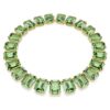 Colar Millenia com cristais de grandes dimensões, corte octogonal, verde, banhado a ouro Colar Millenia com cristais de grandes dimensões, corte octogonal, verde, banhado a ouro